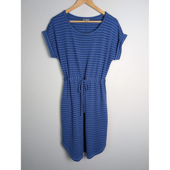 T by Talbots Dresses & Skirts - T By Talbots Dress Womens M Blue Midi T Shirt Dress Striped Scoop Neck